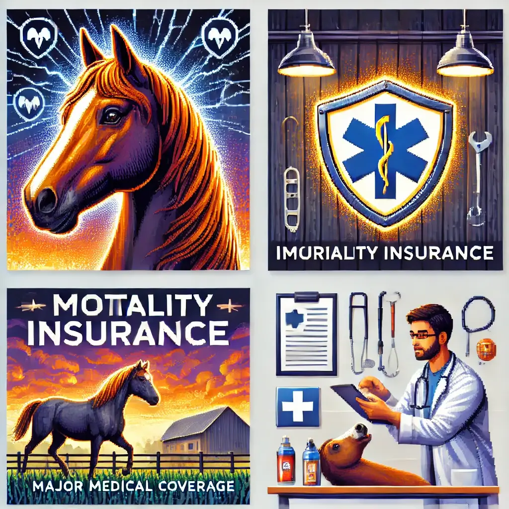 Protect Your Horse: 5 Crucial Things You Need to Know About Equine Insurance Now 2 Pixel art of a horse with a glowing shield overlay, symbolizing mortality insurance. Equine Insurance