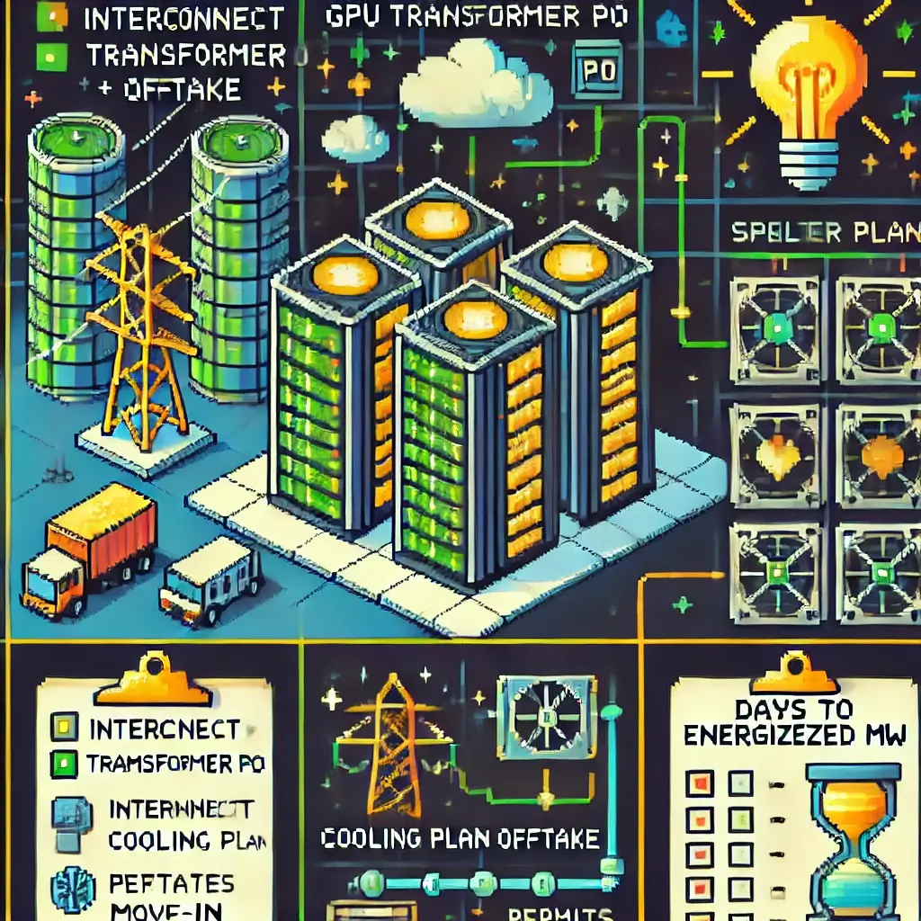 Colorful data center energy management diagram
