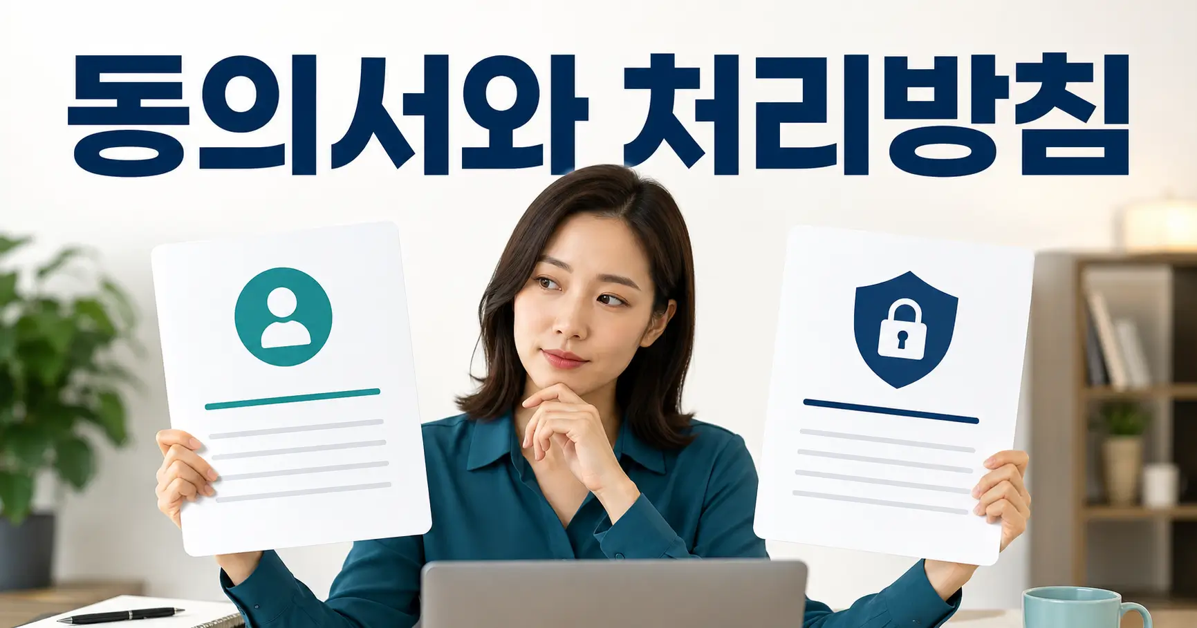개인정보 수집·이용 동의서와 개인정보 처리방침의 차이를 비교하는 한국인 웹사이트 운영자
