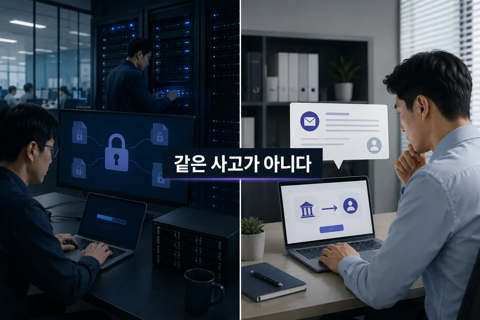 사이버보험에서 보장하는 사고와 보장하지 않는 사고 3 랜섬웨어 서버 복구 사고와 피싱 이메일 송금 사고의 차이를 비교한 사이버보험 보장 사례