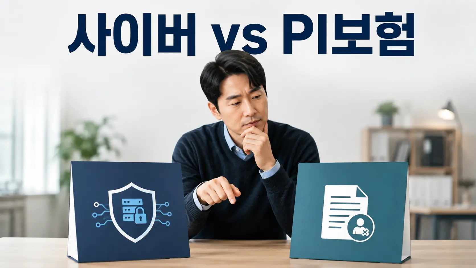 사이버보험과 전문인배상책임보험 중 어떤 보장을 선택할지 비교하는 한국인 사업자