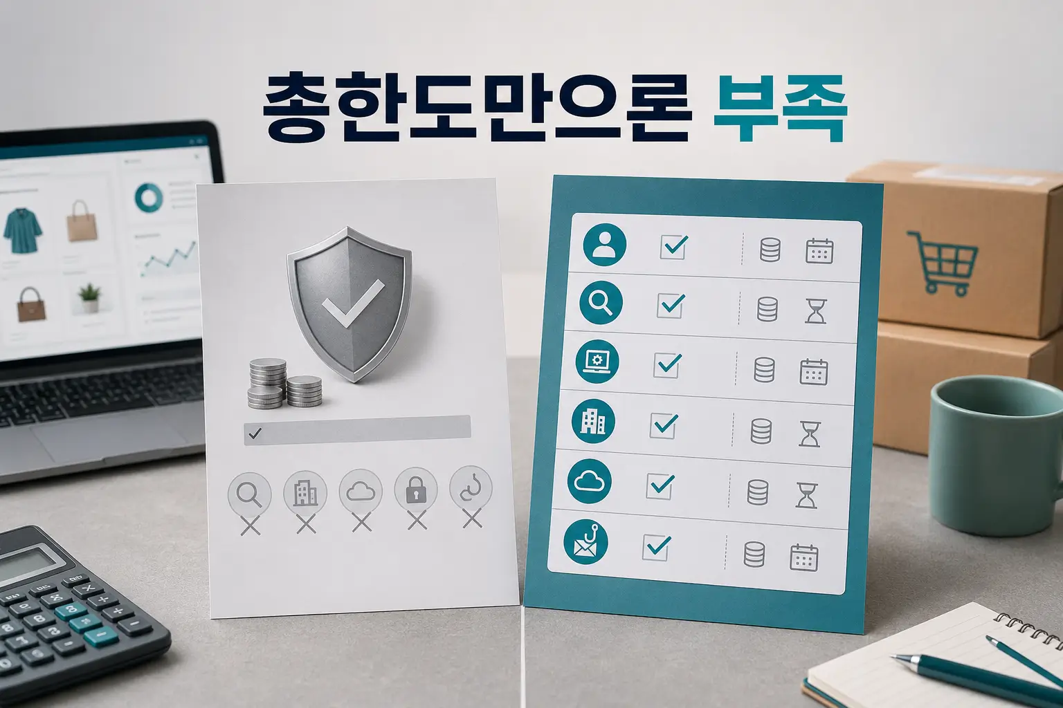 쇼핑몰 사이버보험 가입 전 위험 파악, 담보 정리, 세부 한도, 자기부담금, 면책조항을 순서대로 확인하는 체크리스트