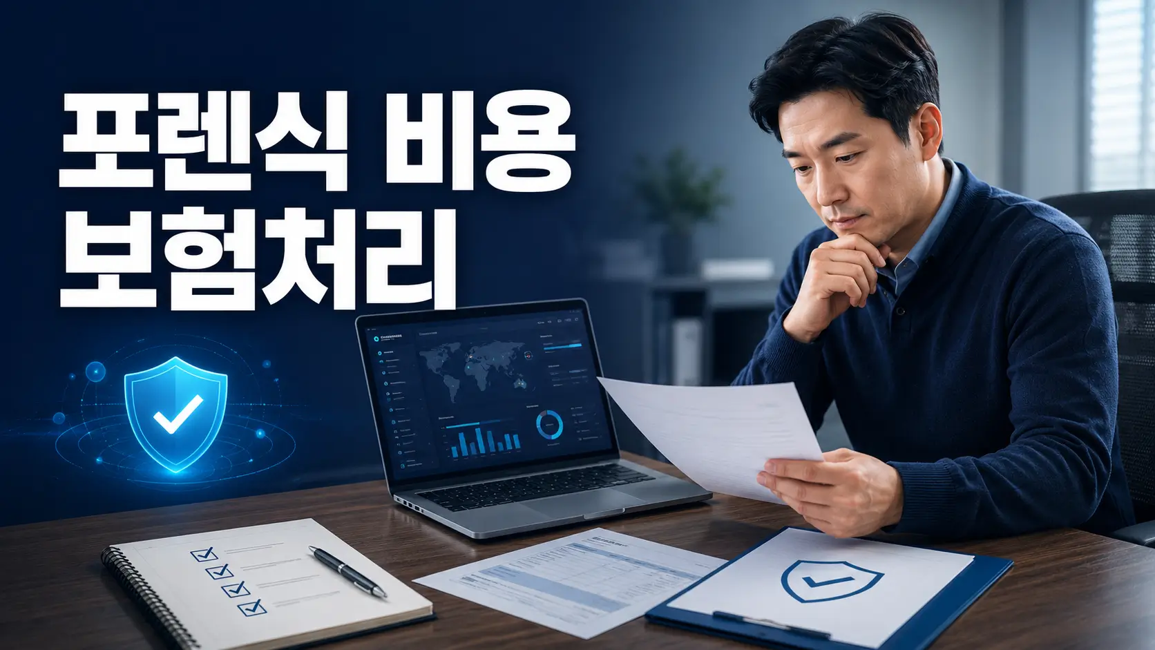 사이버보험 가입자가 해킹 사고 조사비와 디지털 포렌식 비용의 보험 처리 여부를 검토하는 모습