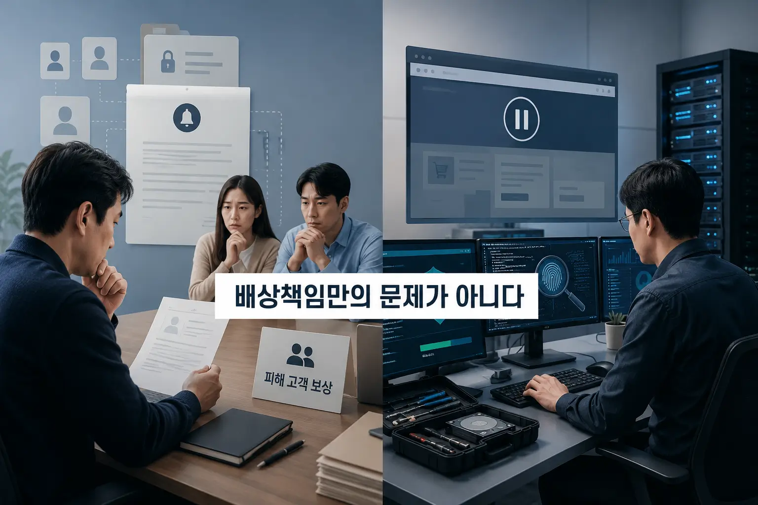 홈페이지 운영자 배상책임보험 종류: 꼭 필요한 보험 5가지와 가입 기준 4 개인정보 유출에 따른 고객 배상책임과 해킹 후 포렌식·데이터 복구·영업중단 비용의 차이를 비교한 장면