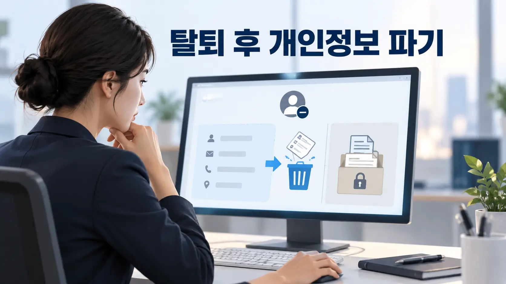 회원 탈퇴 후 일반 개인정보는 파기하고 법적으로 보존해야 하는 거래기록은 별도로 관리하는 과정을 보여주는 화면